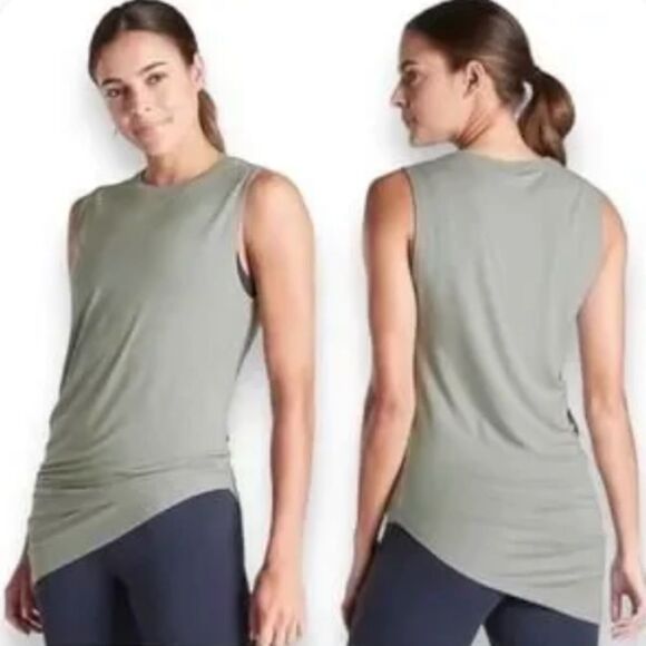 Athleta Cloudlight Restore Asymmetrical Sleeveless Muscle Tank Top in Sage XS - Picture 1 of 3